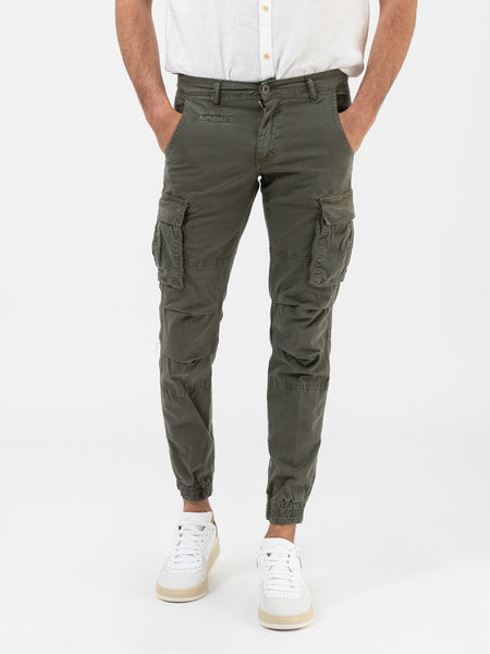 Pantaloni cargo in cotone militare