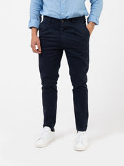 STIMM - Pantaloni Den 900 vita elastica blu con pinces
