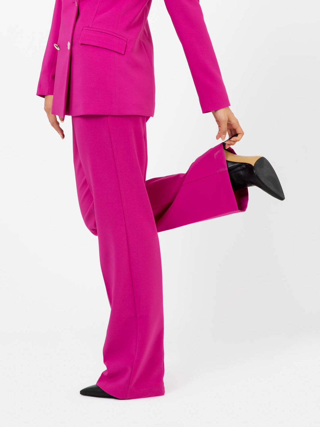 Pantaloni dritti morbidi malva