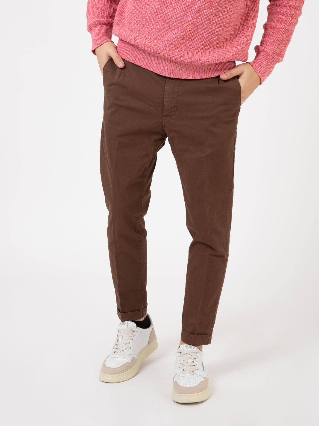 Pantaloni elastico in vita cacao