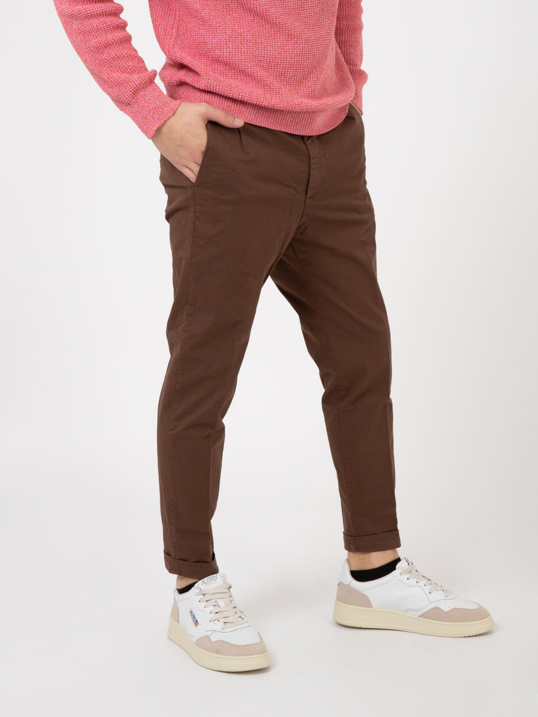 Pantaloni elastico in vita cacao