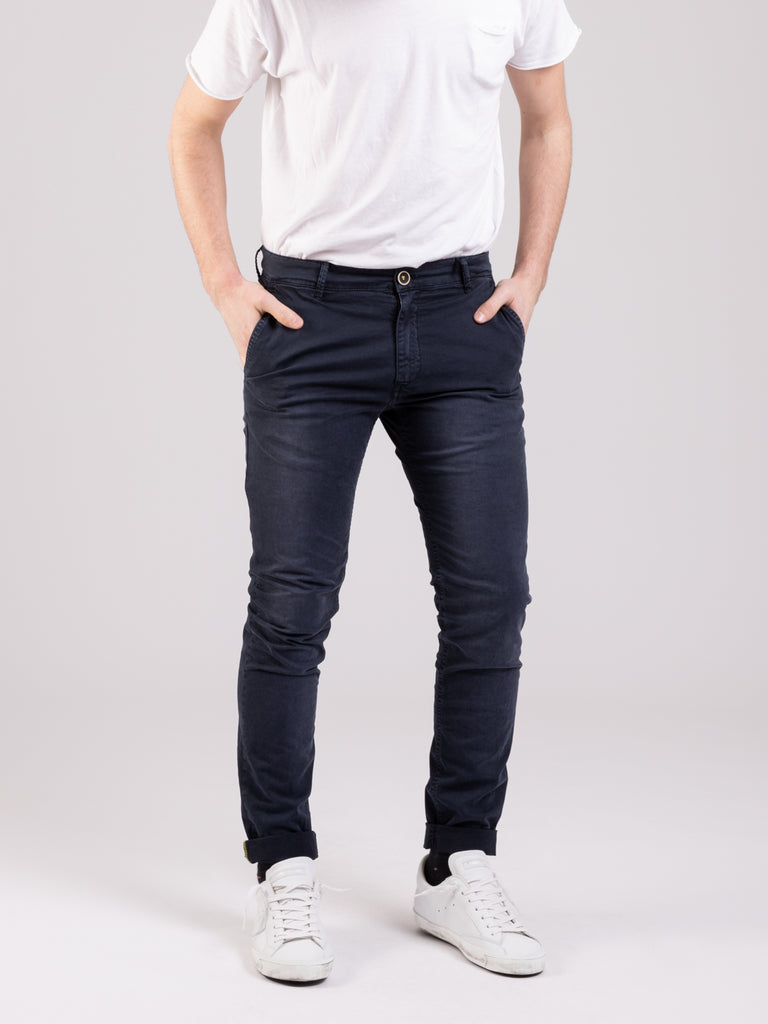 STIMM - Pantaloni Mirtos blu scuro in cotone