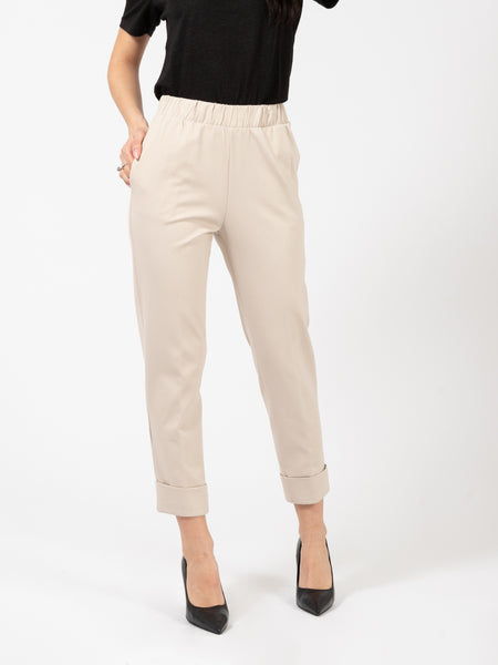 Pantaloni morbidi in maglia sand