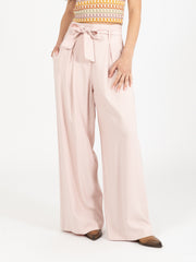 STIMM - Pantaloni palazzo con cintura rosa