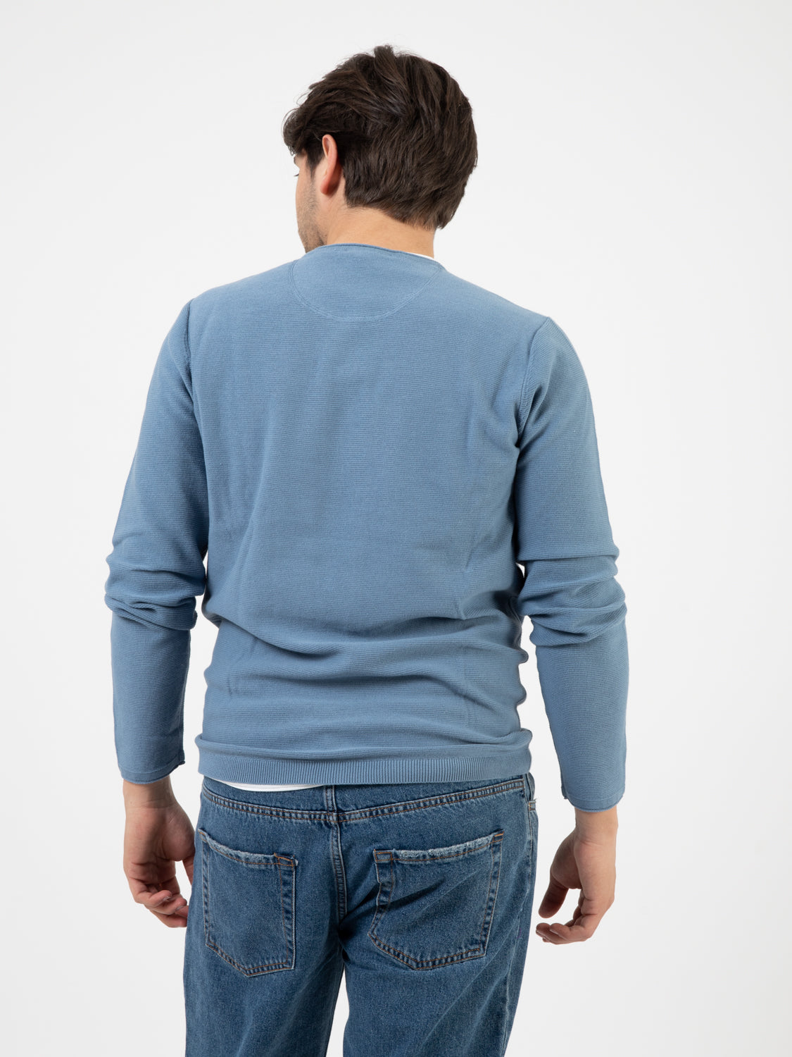 Cotton denim crew neck
