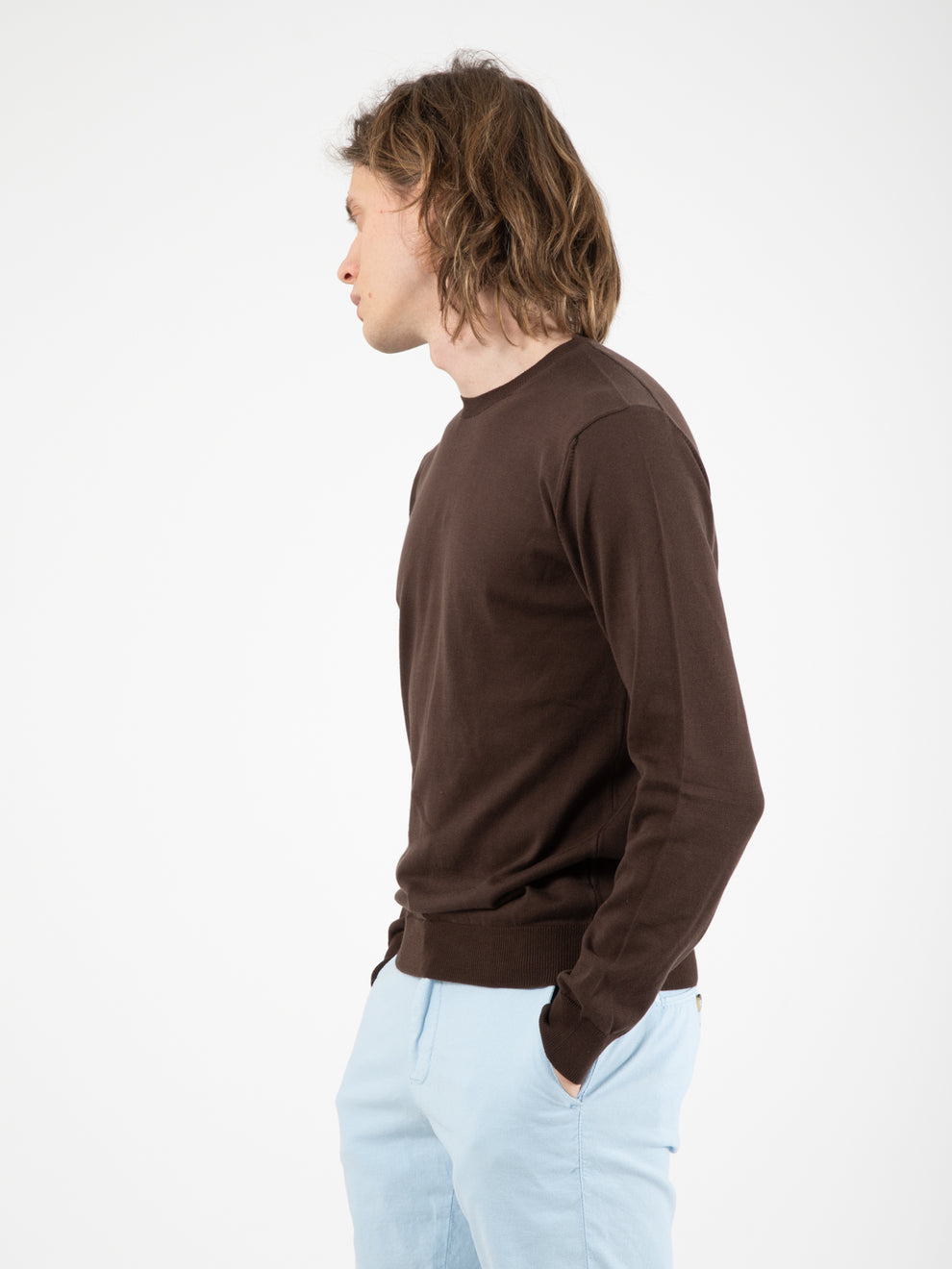 Dark brown cotton crew neck
