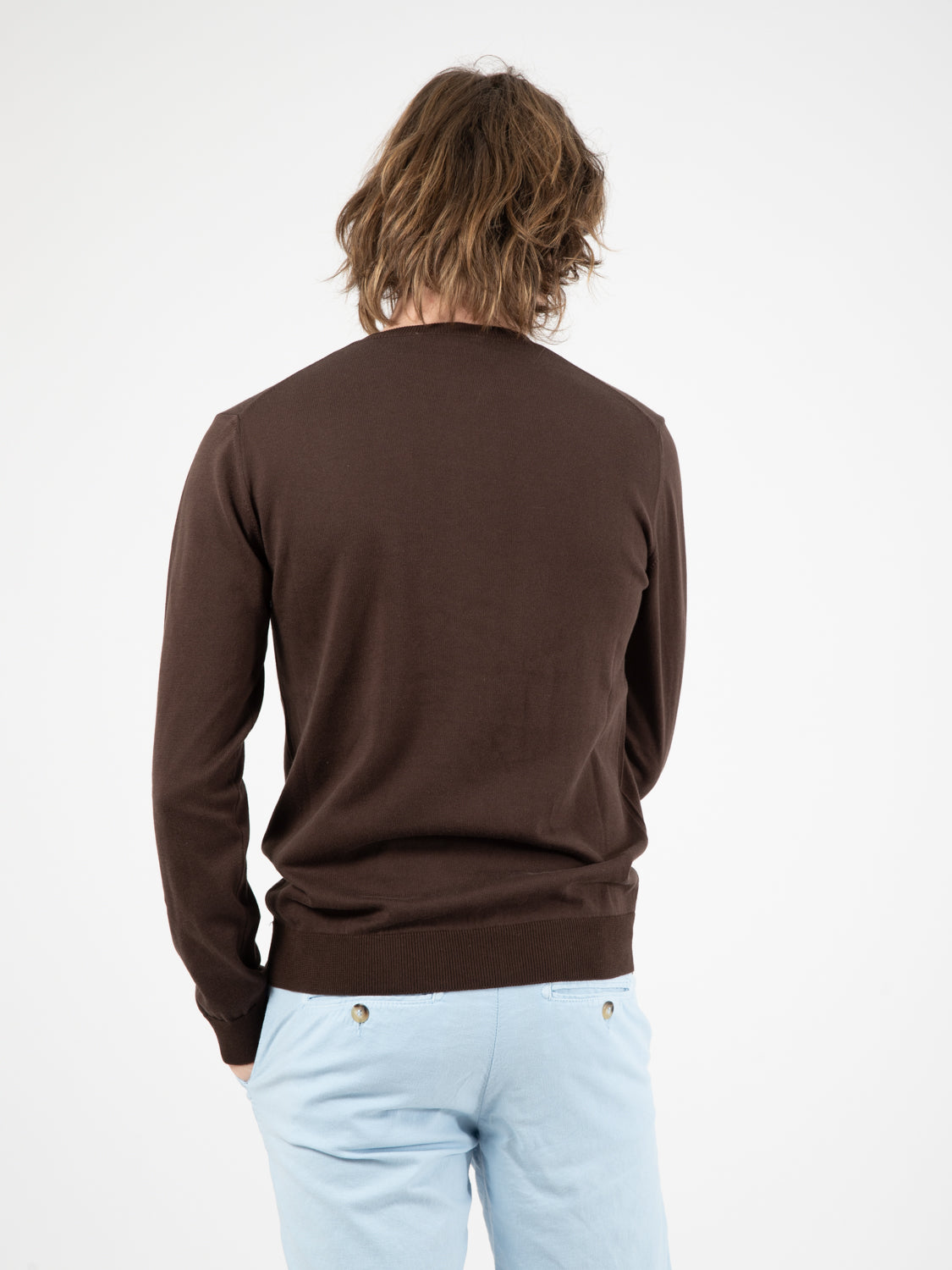 Dark brown cotton crew neck