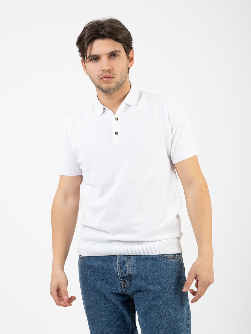 White cotton piquet polo