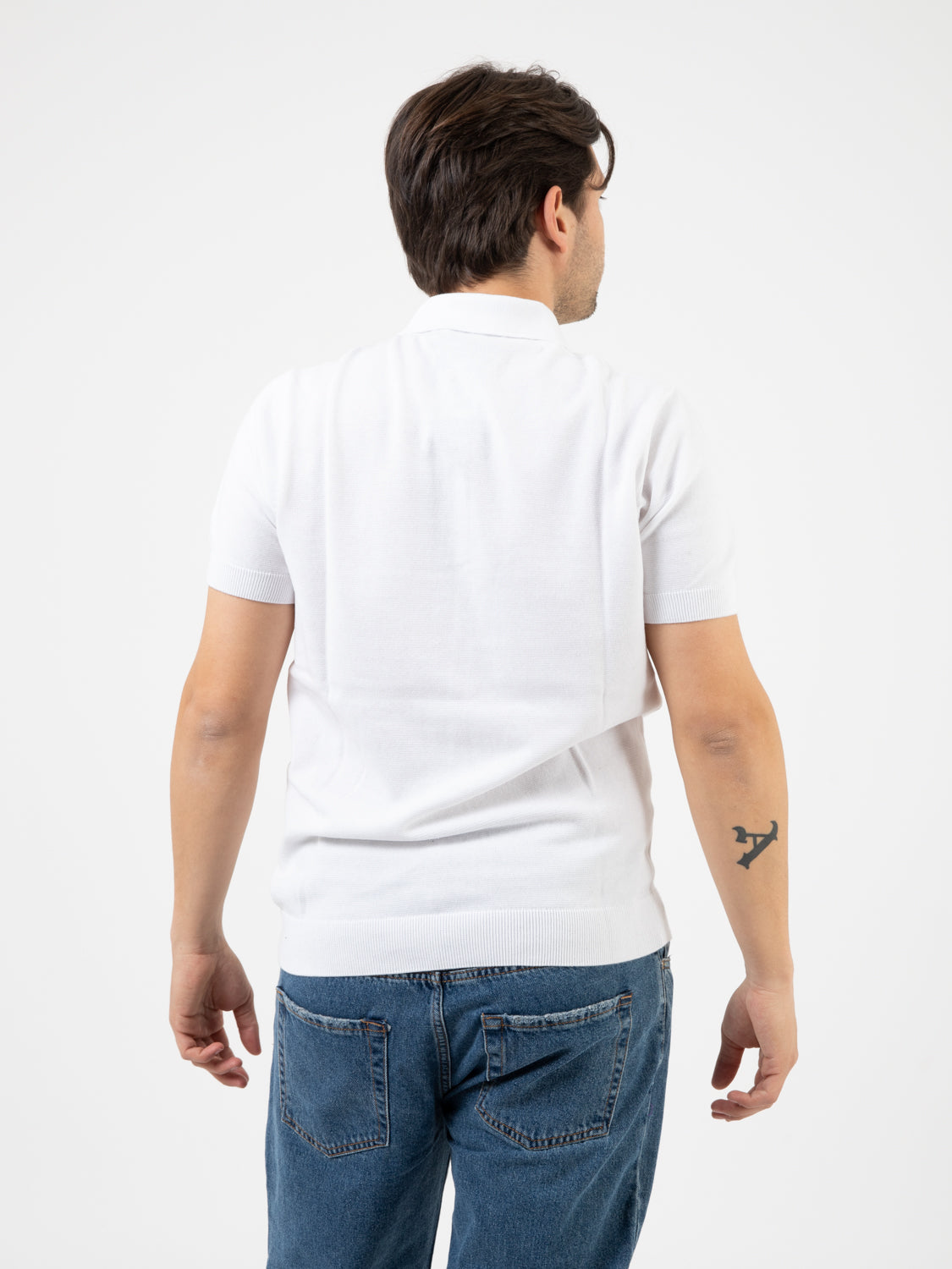 White cotton piquet polo