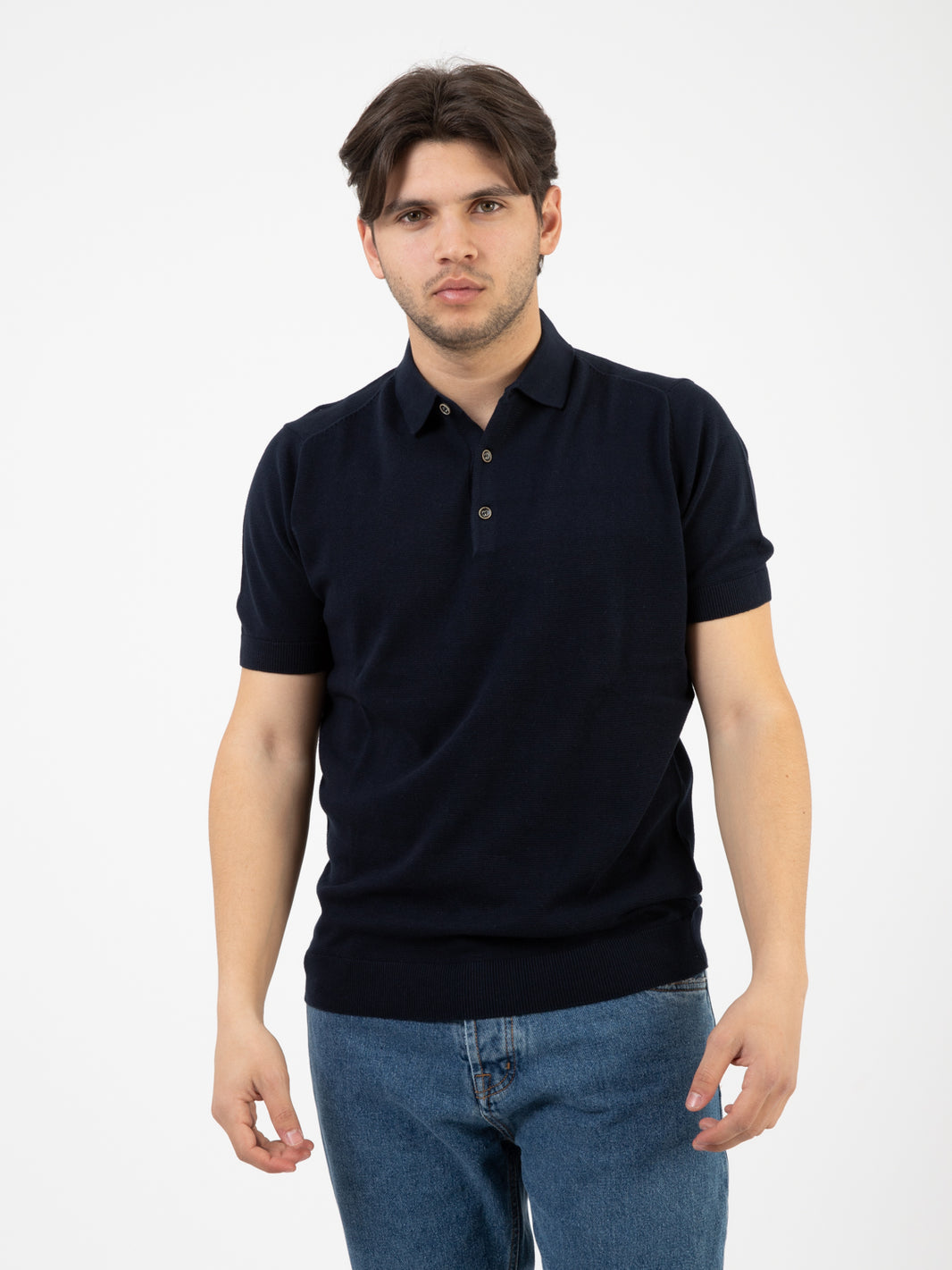 Navy cotton pique polo