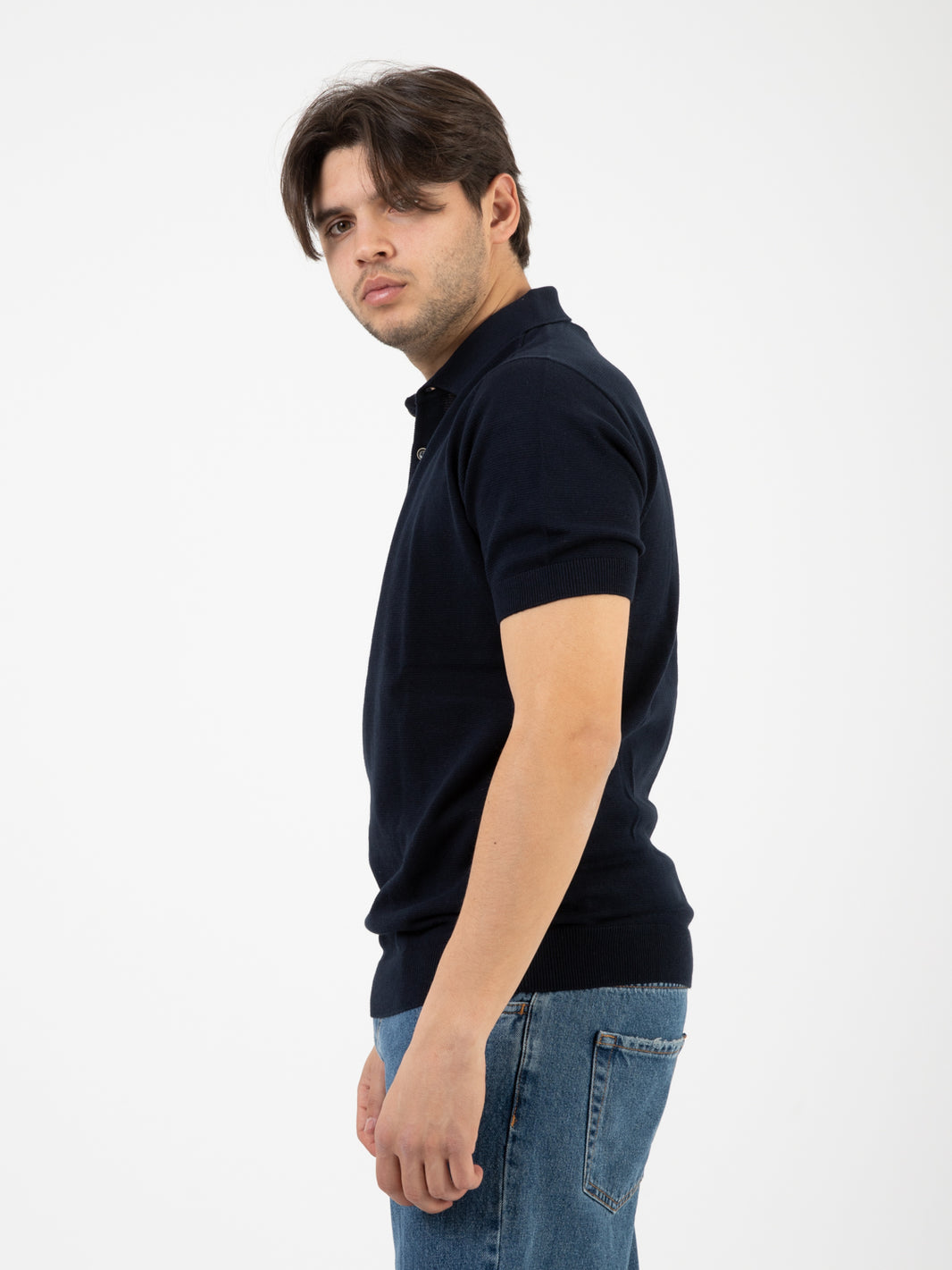 Navy cotton pique polo