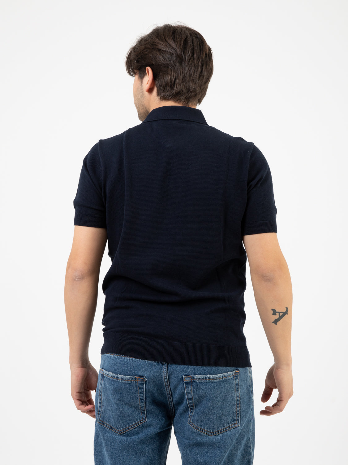Navy cotton pique polo