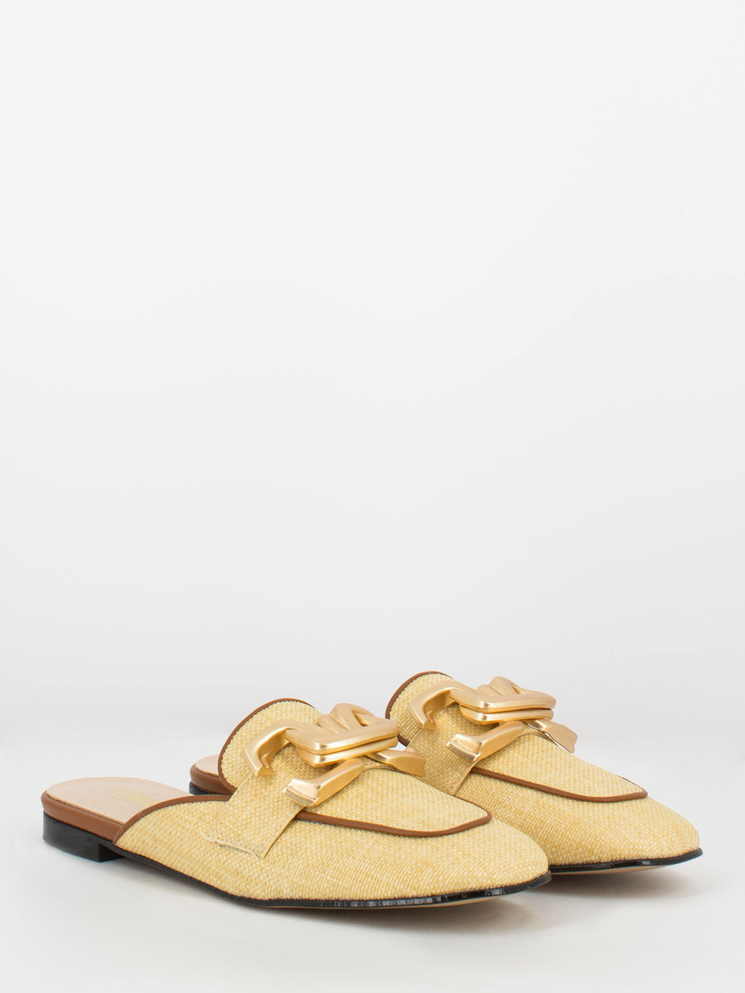 Jute hooded clog with gold design
