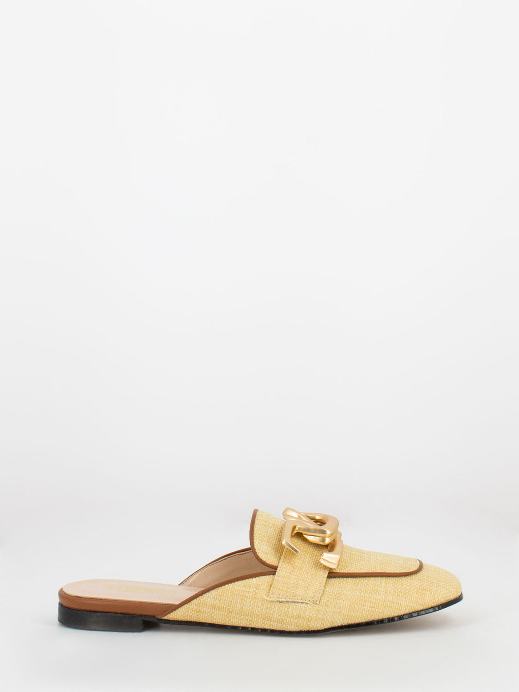 Jute hooded clog with gold design