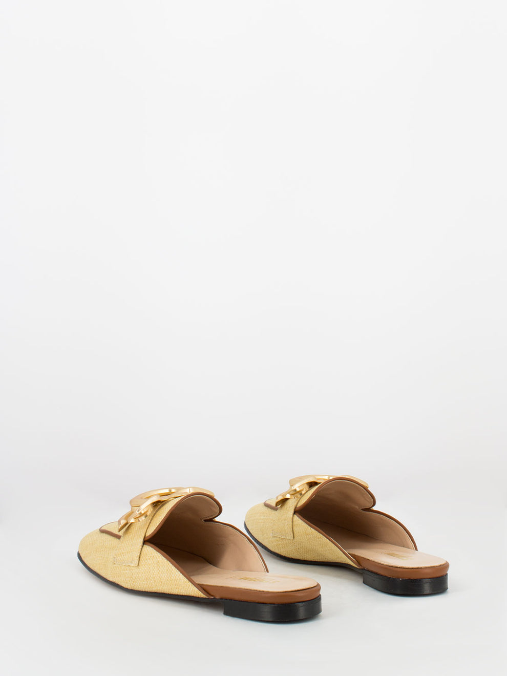 Jute hooded clog with gold design