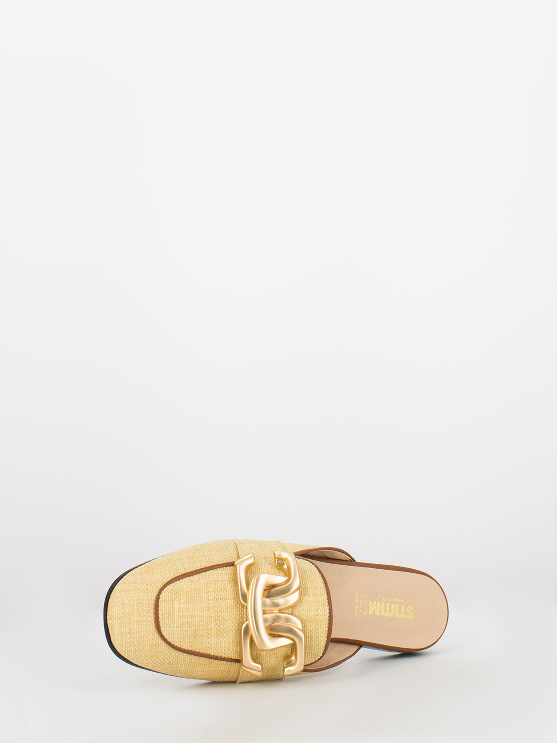 Jute hooded clog with gold design