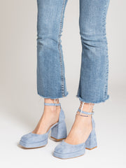 STIMM - Sandali punta squadrata con plateau jeans
