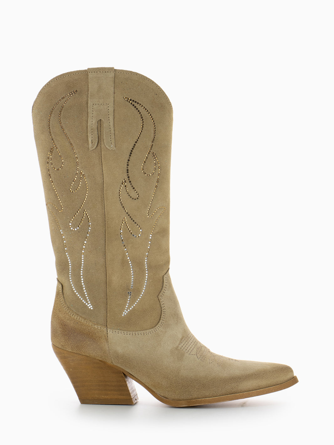 Stivale Texano camoscio strass dune