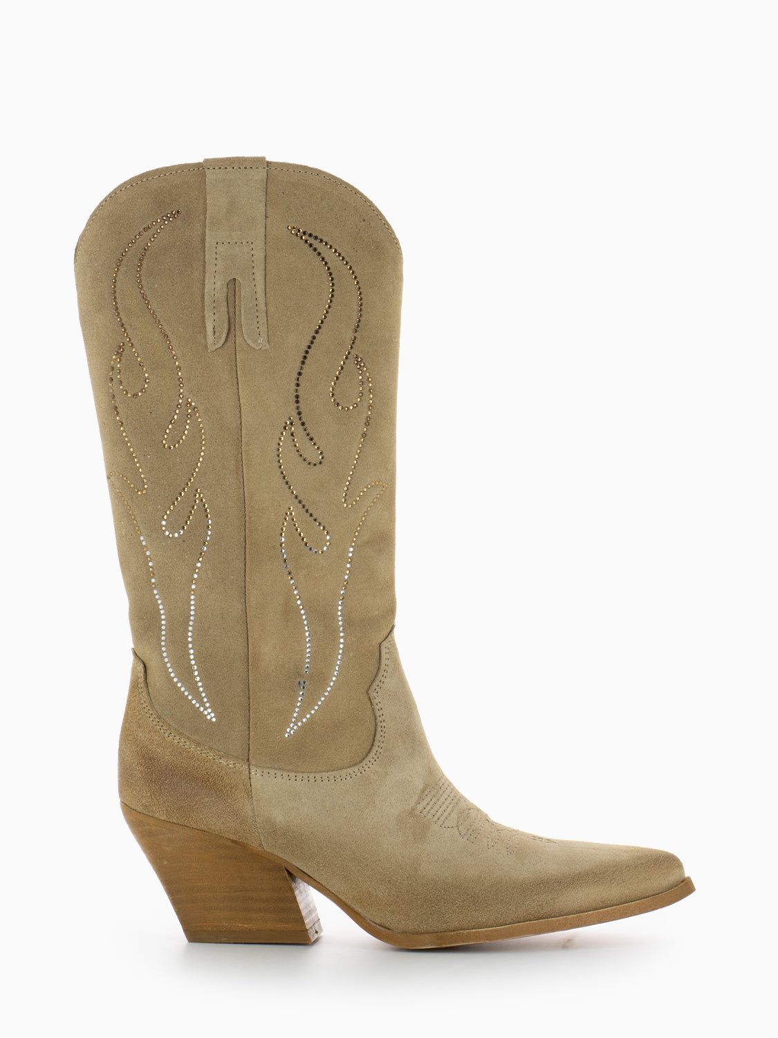 Stivale Texano camoscio strass dune