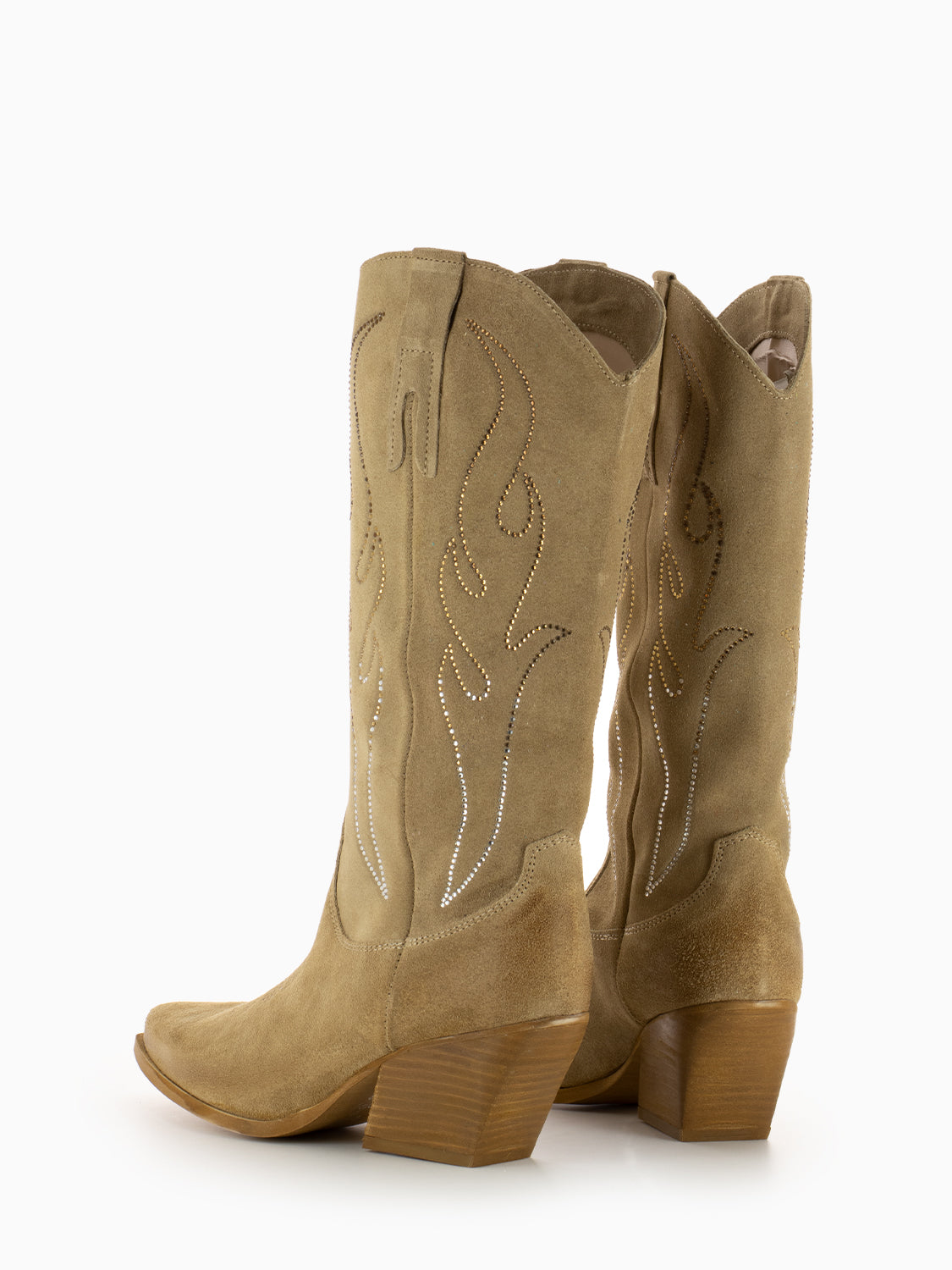 Stivale Texano camoscio strass dune
