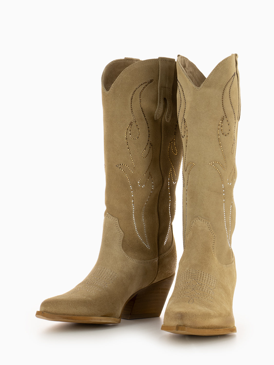 Stivale Texano camoscio strass dune