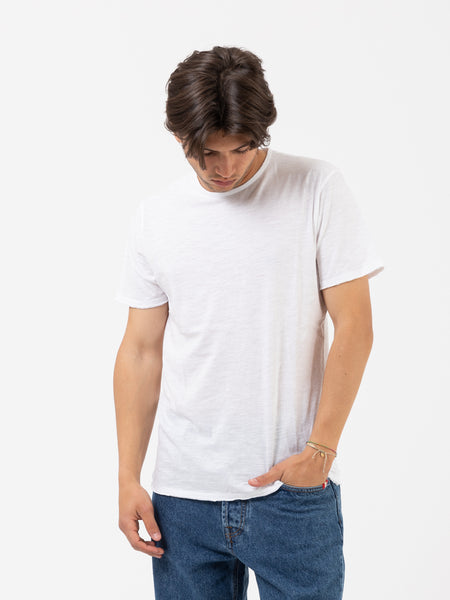 T-shirt fiammata bianca taglio vivo