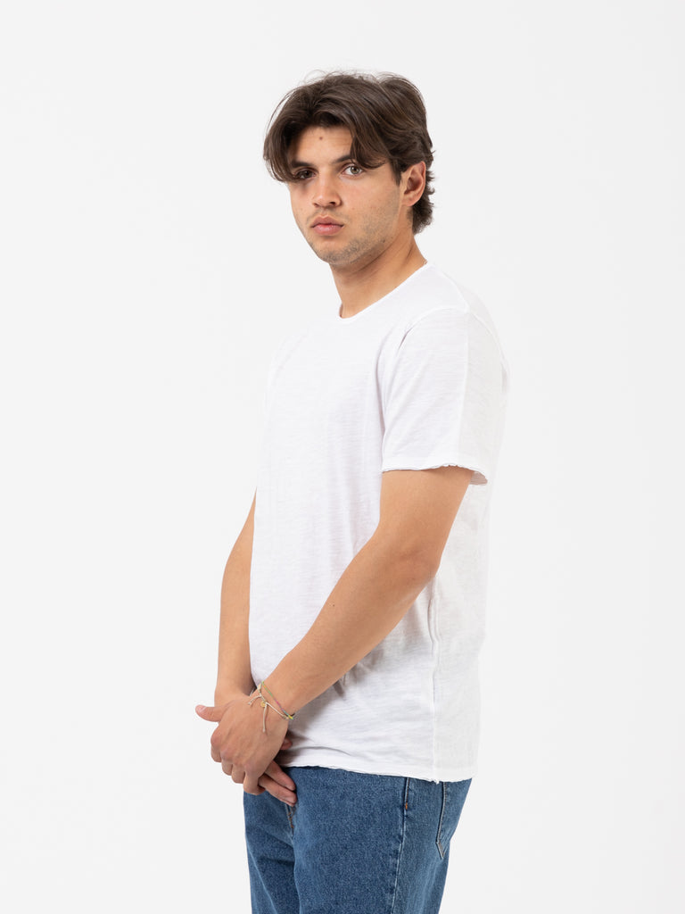 STIMM - T-shirt fiammata bianca taglio vivo