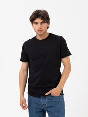 STIMM - T-shirt fiammata nera taglio vivo