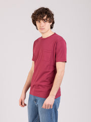 STIMM - T-shirt girocollo bordeaux con taschino