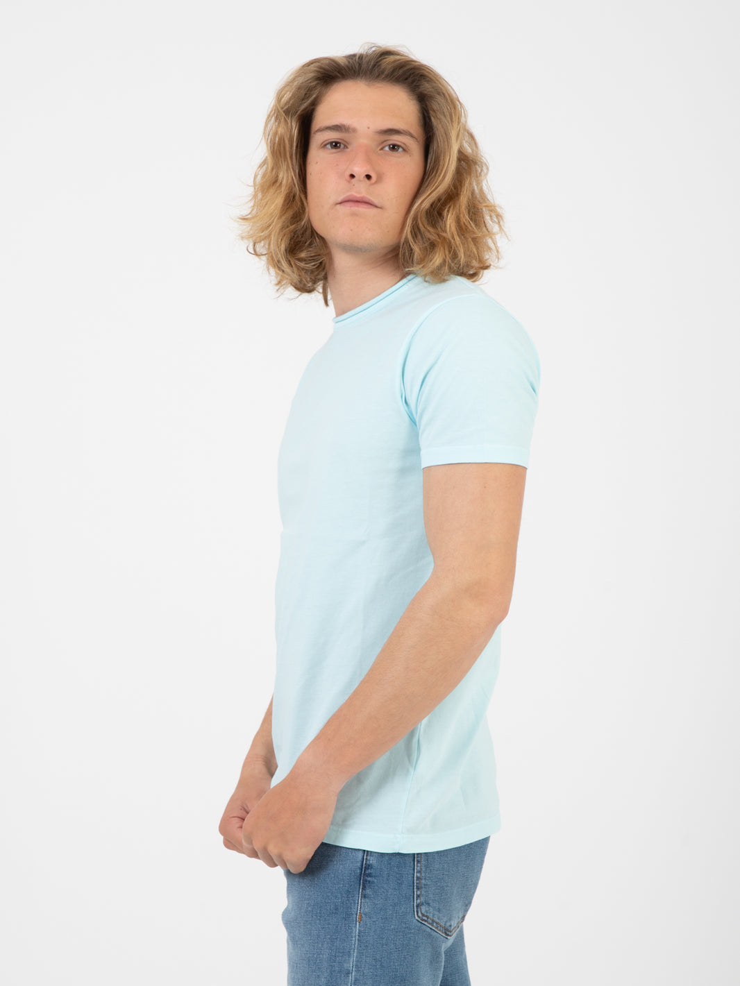 Crewneck T-shirt raw cut water