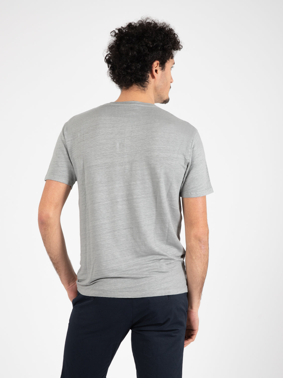 T-shirt in lino collo serafino ferro
