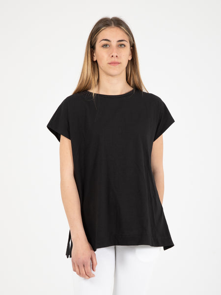 T-Shirt lunga con spacchi nero