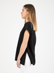 STIMM - T-Shirt lunga con spacchi nero