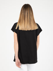 STIMM - T-Shirt lunga con spacchi nero