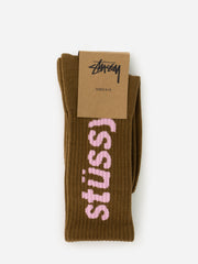 STUSSY - Helvetica Crew Socks cumin / lilac