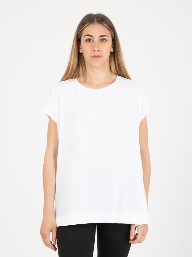 STIMM - T-Shirt lunga con spacchi bianco