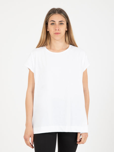 T-Shirt lunga con spacchi bianco