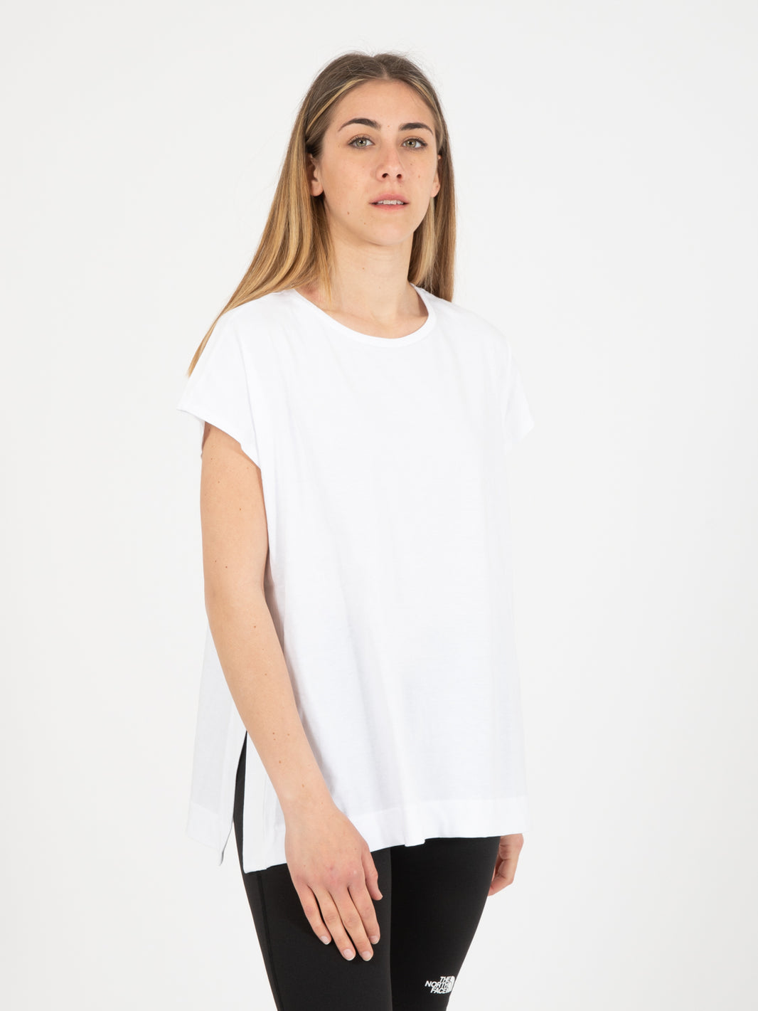 T-Shirt lunga con spacchi bianco