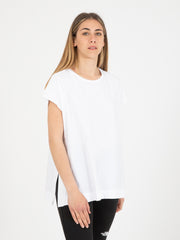 STIMM - T-Shirt lunga con spacchi bianco