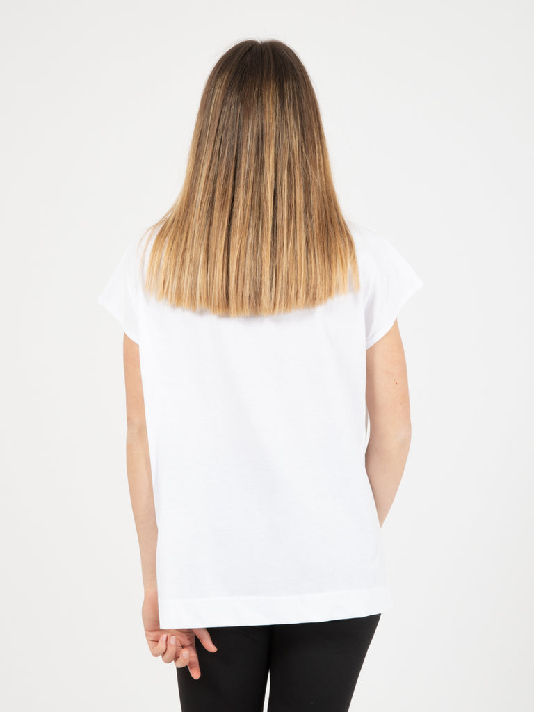 STIMM - T-Shirt lunga con spacchi bianco