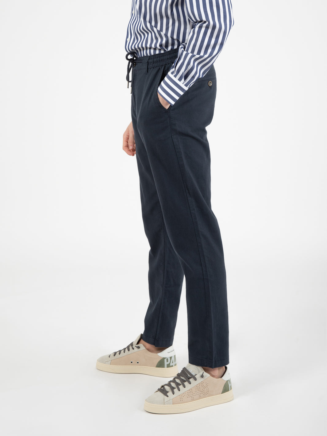 Navy linen blend trousers