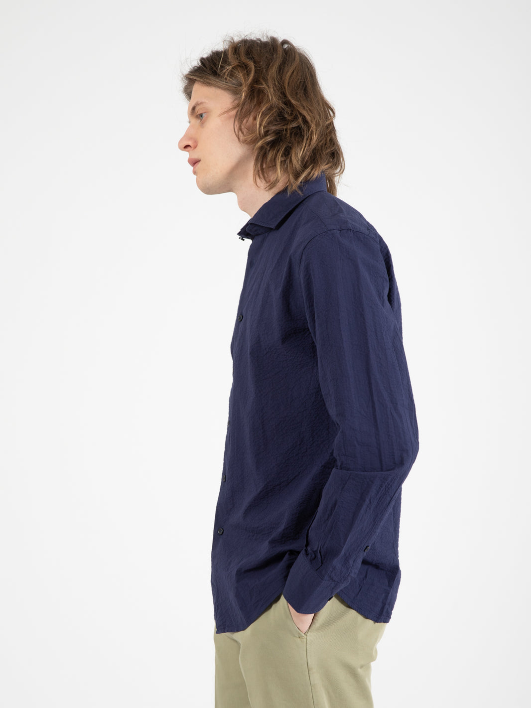Camicia Seersucker blu