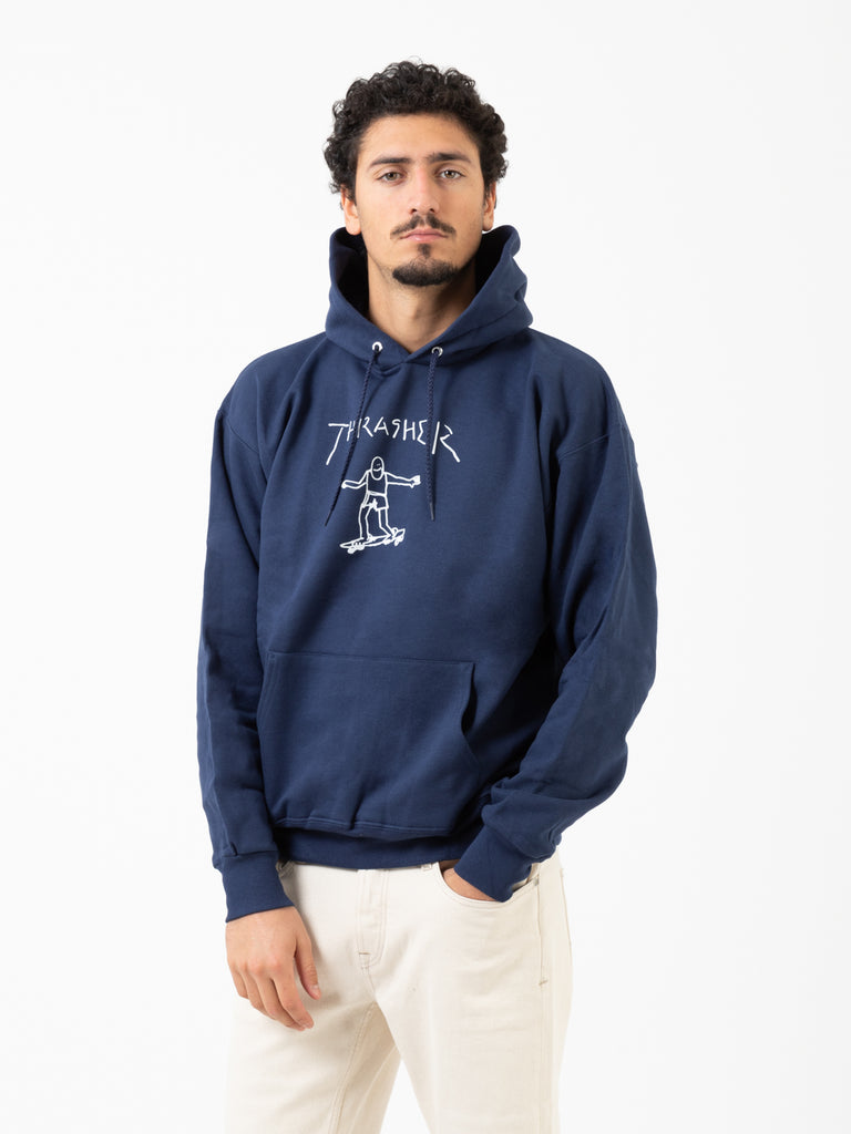 THRASHER - Felpa hoodie Gonz navy / white
