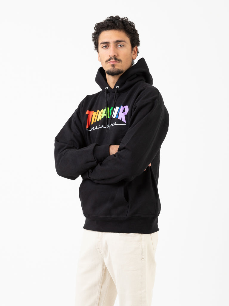 THRASHER - Felpa hoodie Rainbow Mag black