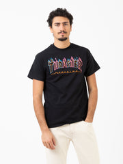 THRASHER - T-shirt Double Flame Neon black