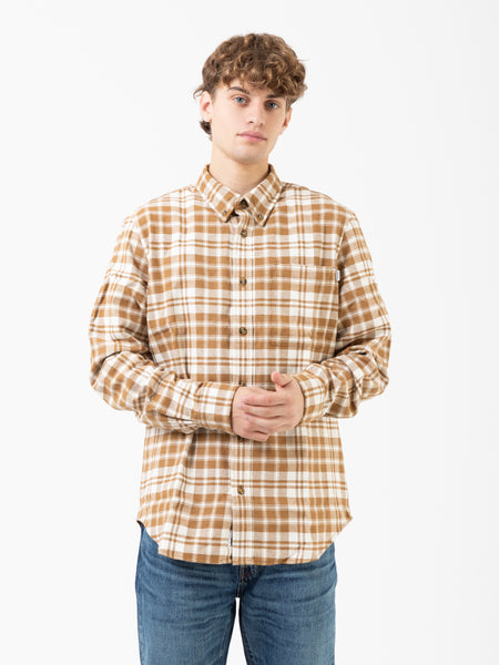 Camicia flannel plaid avorio / marrone