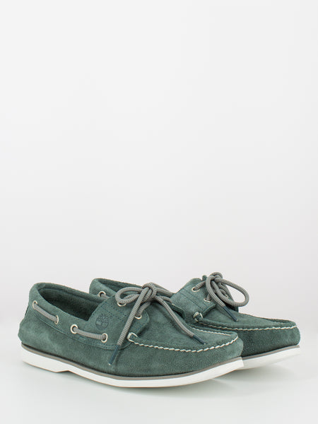 Classic boat 2-eye teal suede