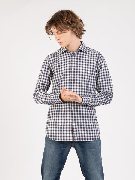 Camicia a quadretti blu / avorio