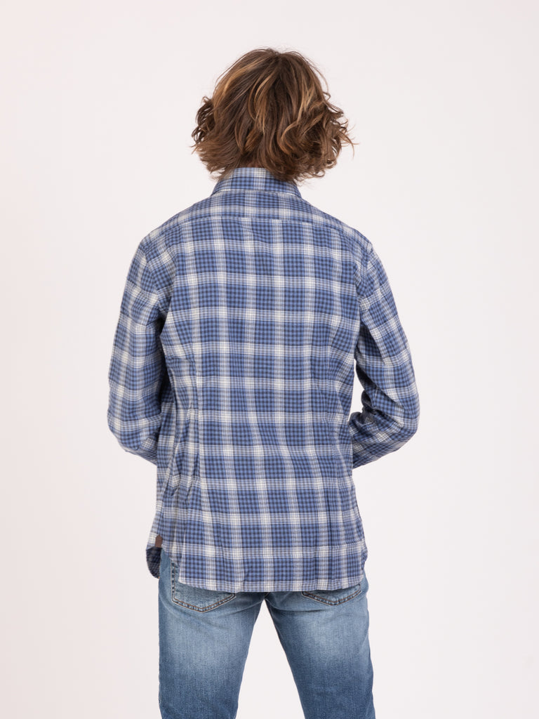 TINTORIA MATTEI 954 - Camicia a quadri azzurro / grigio