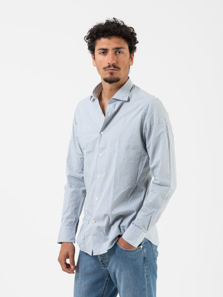 Camicia a righe azzurro / beige